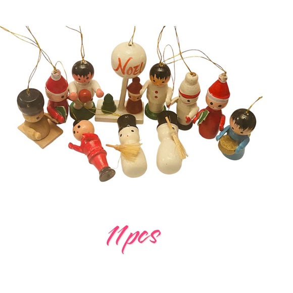 - Mini Wooden Christmas Tree Ornaments /animals ceramic figurines 52 pcs - Picture 4 of 5